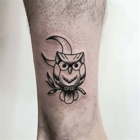 An owl tattoo is special and unique thanks to its deep definition. . Owl tattoo minimalist